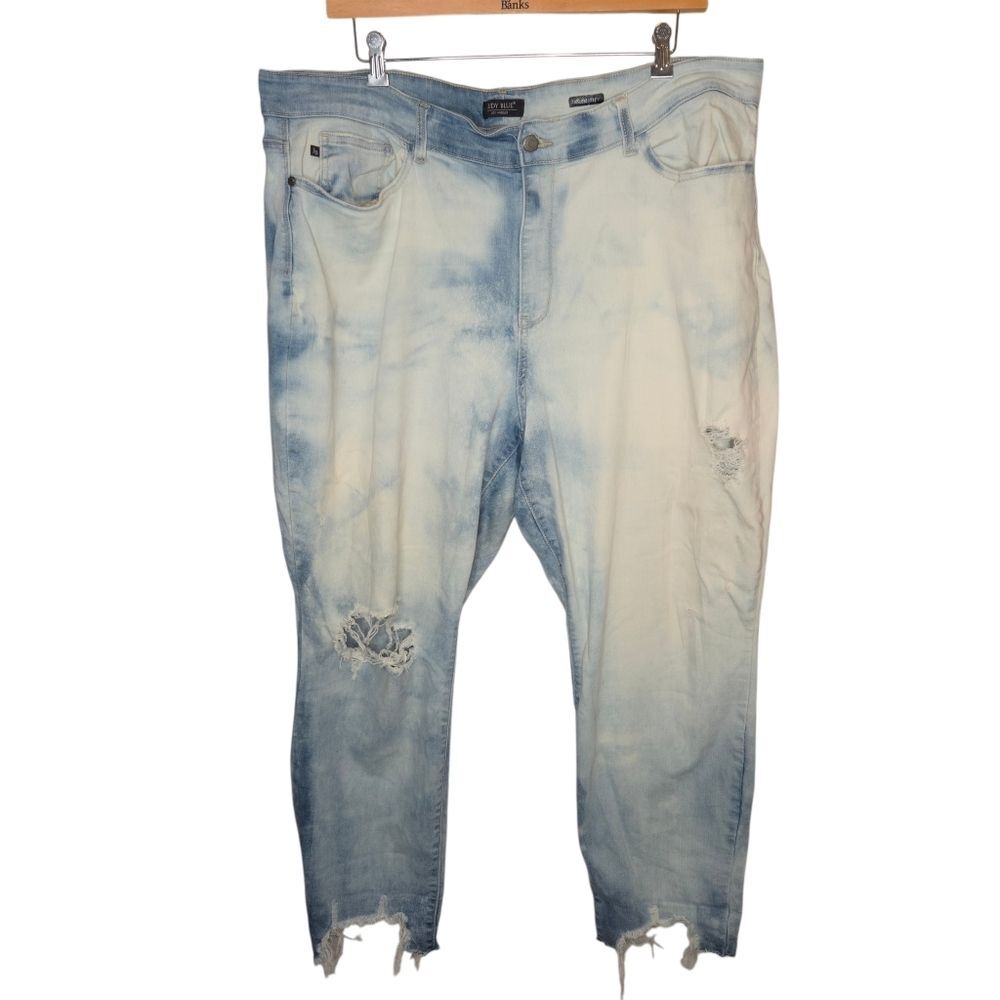 Judy Blue Upcycled Bleached Slim Fit Ripped Denim Jeans, Size 24W